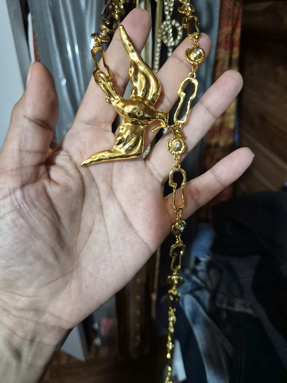Unbranded Gold Dove Pendant Chain Belt